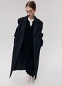 Пальто oversize c объемными плечами Trend серый в полоску цвет