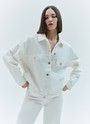 Джинсовая куртка oversize белый цвет