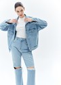 Джинсовая куртка oversize голубой цвет