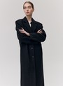 Пальто oversize c объемными плечами Trend серый в полоску цвет